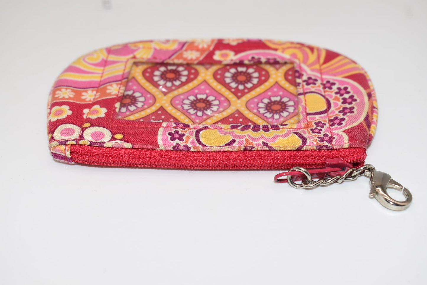 Vera Bradley Clip Zip ID Case in "Raspberry Fizz" Pattern