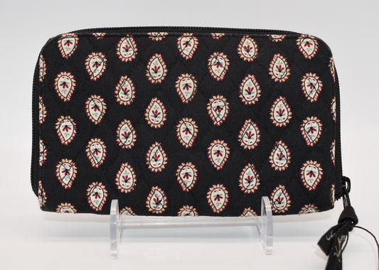 Vera Bradley Zip Around Wallet in "Classic Black " Pattern