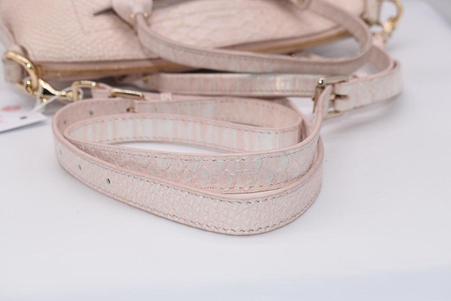 Dooney & Bourke Pink Pearl Croc Domed Satchel Bag