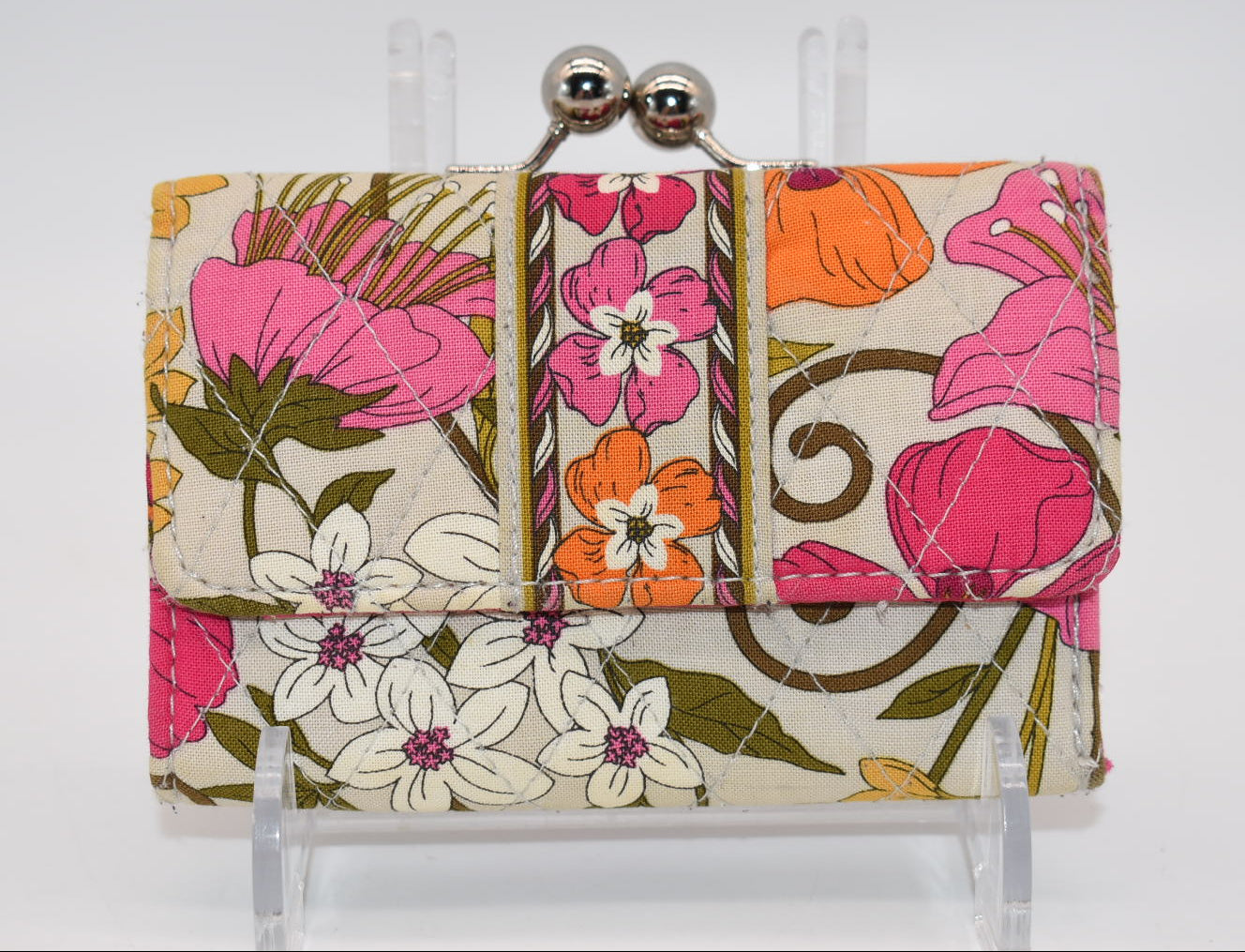 Vera Bradley Kisslock Trifold Wallet in "Tea Garden" Pattern