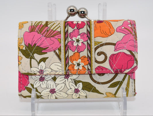 Vera Bradley Kisslock Trifold Wallet in "Tea Garden" Pattern