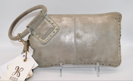 HOBO INTL Sable Whipstitch Tassel Wristlet in Granite Gray Leather