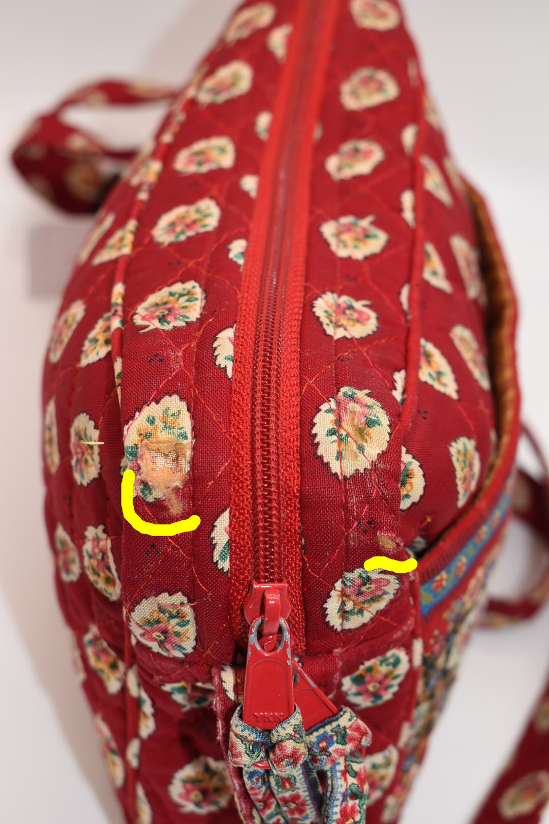 Vintage Vera Bradley East West Crossbody Bag in "Red Leaf - 1997" Pattern