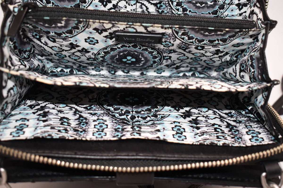 Vera Bradley Carryall "All Together" Leather Crossbody Bag / Wallet in Black