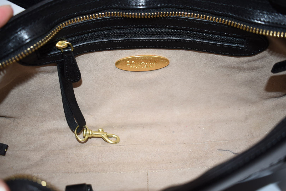 Vintage Brahmin Smooth Leather Convertible Shoulder Bag in Black