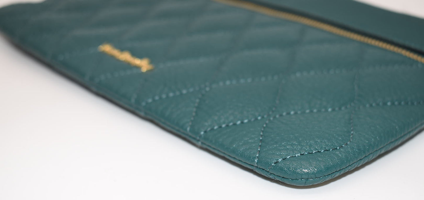 Vera Bradley Quilted Leather Mia Wristlet in Forest Green