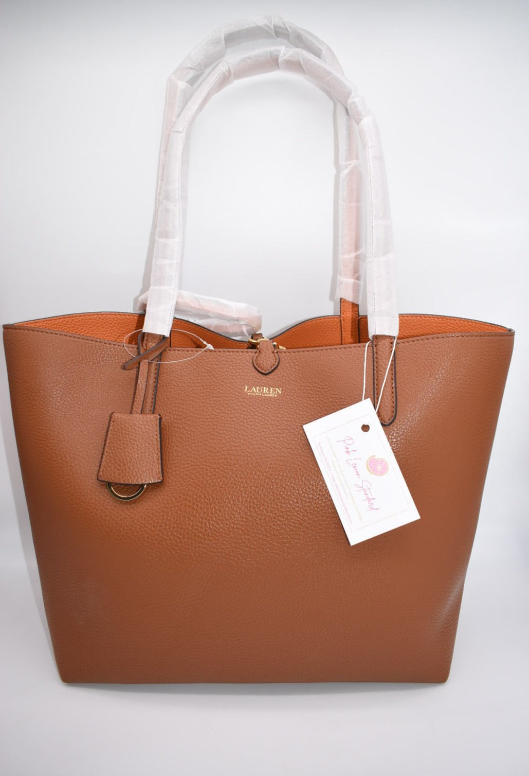 Ralph Lauren Carryover Faux-Leather Reversible Tote Bag in Tan/Orange