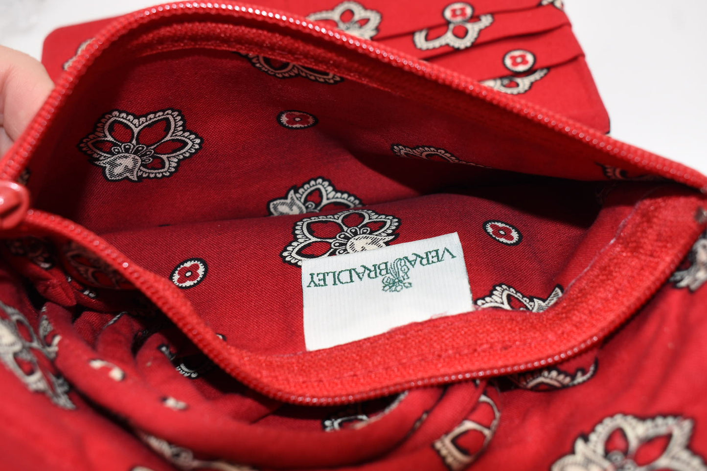 Vintage Vera Bradley Strap Crossbody Wallet in "Red Bandana" Pattern