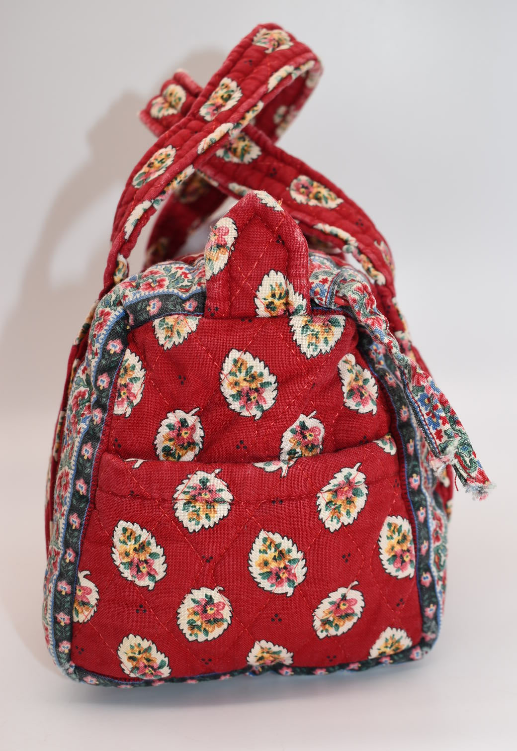 Vintage Vera Bradley Small Satchel Bag in "Red Leaf -1997" Pattern