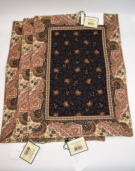 Vera Bradley Placemats (Set of 3) in "Black Walnut" Pattern