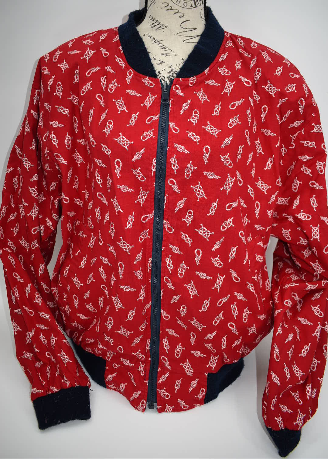 Vintage Vera Bradley Medium Reversible Zip Sports Jacket in "Regatta - 1994" Pattern