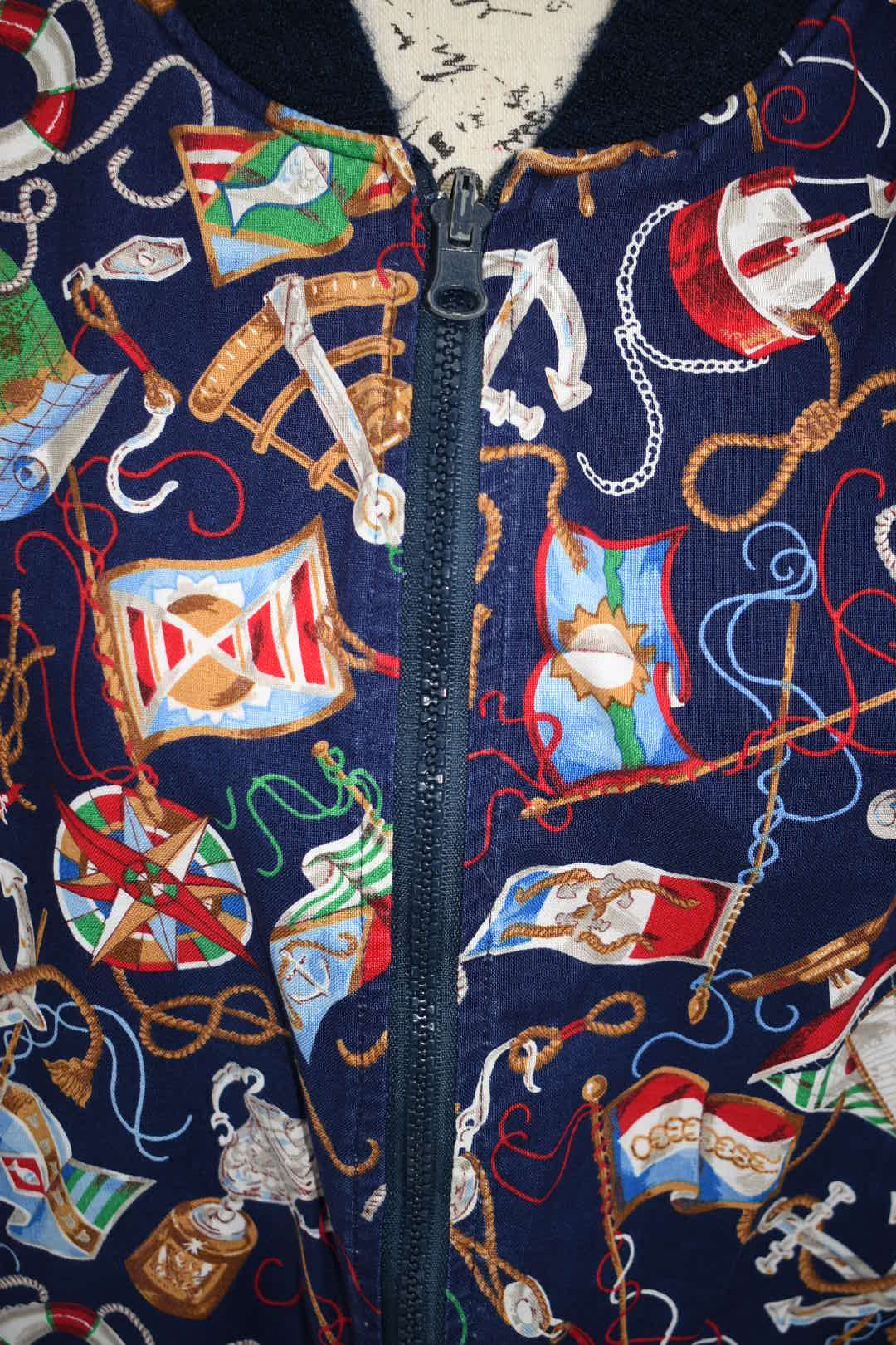 Vintage Vera Bradley Medium Reversible Zip Sports Jacket in "Regatta - 1994" Pattern