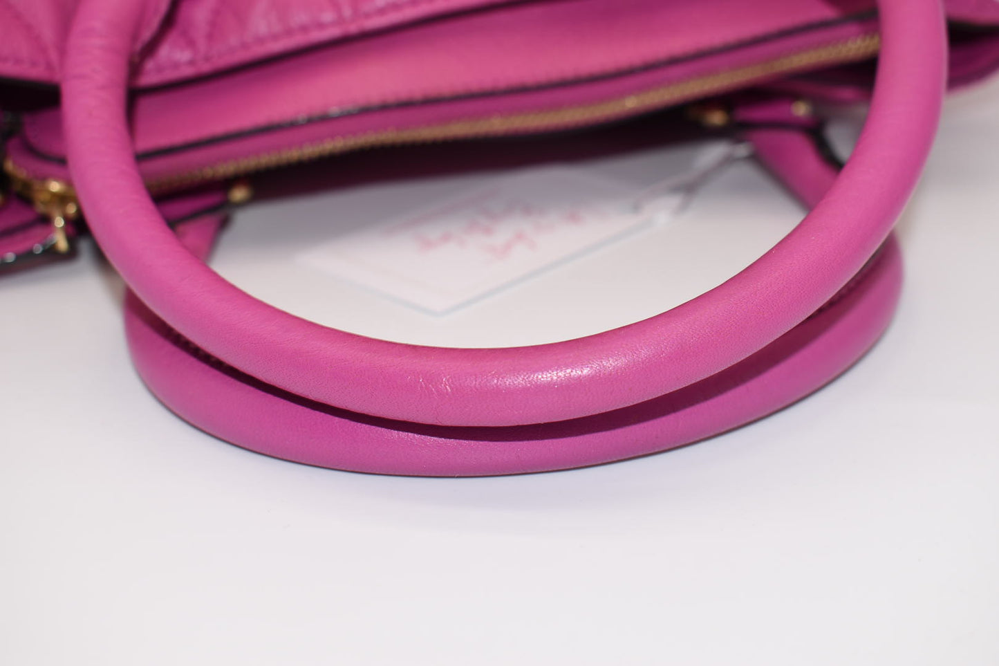 Vera Bradley Large Quilted Leather Emma Satchel Bag in Magenta