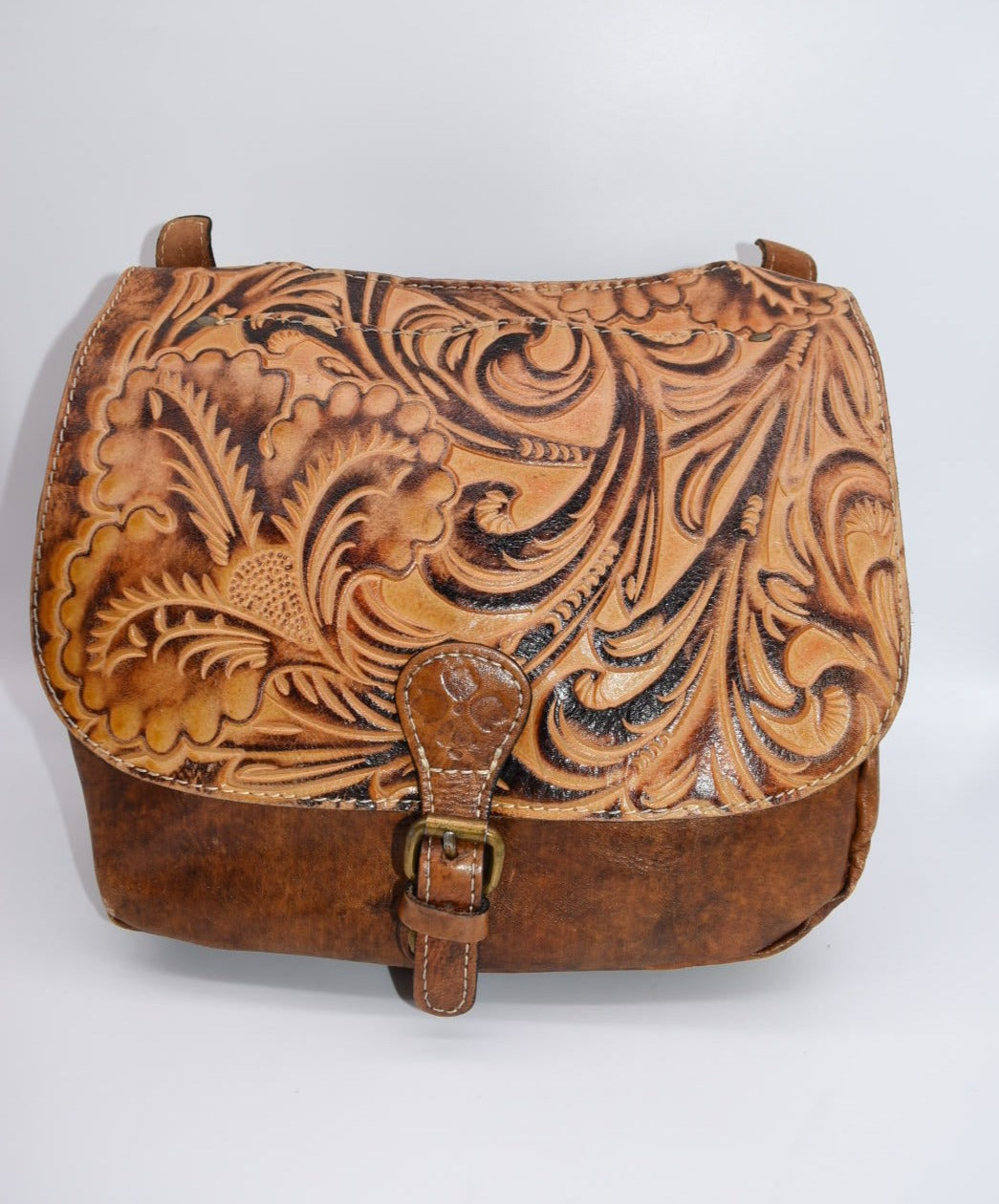 Patricia Nash London Saddle Bag in Tuscan Tooled Leather