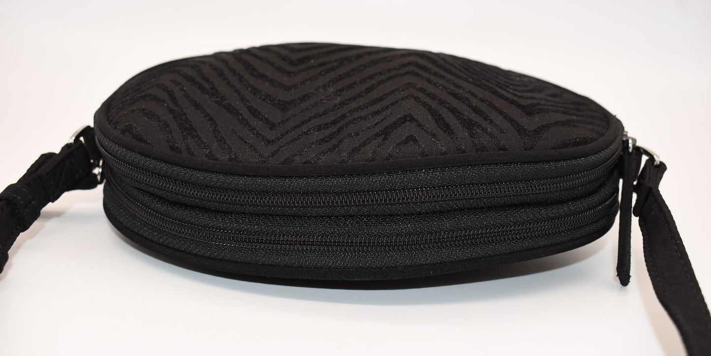 Vera Bradley Oval Crossbody Bag in Classic Black & Zebra Flock