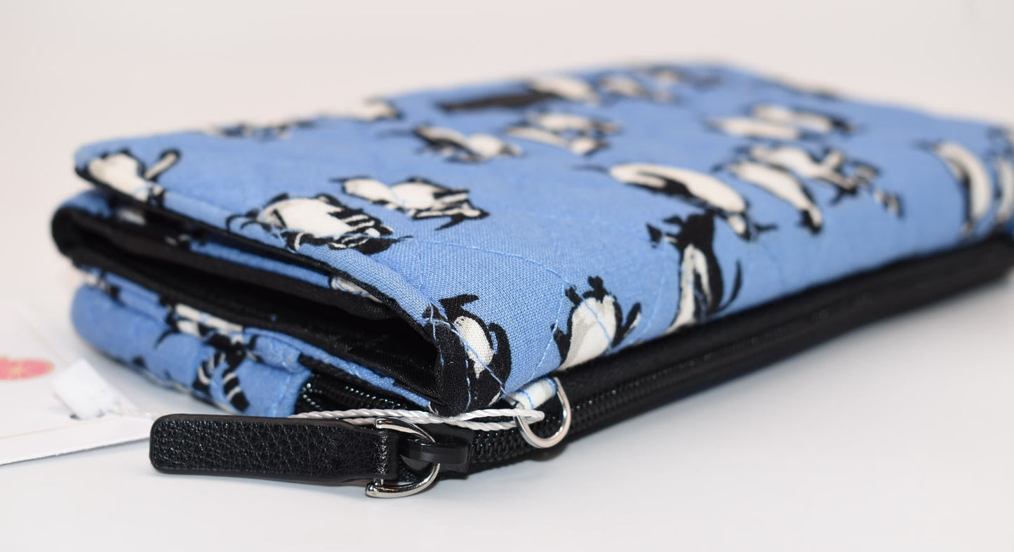 Vera Bradley Wallet Crossbody Bag in "Playful Penguins - Blue" Pattern