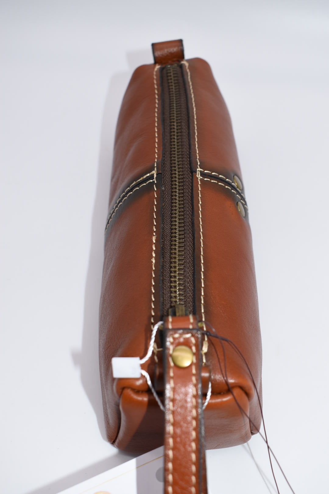 Patricia Nash Isla Oblong Zip Pouch Wristlet in Tan