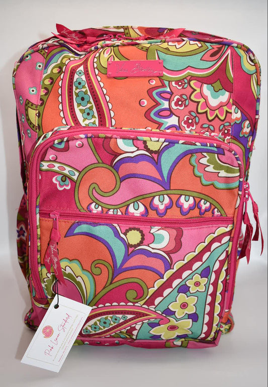 Vera Bradley XL Lighten Up Campus Backpack in "Pink Swirls" Pattern