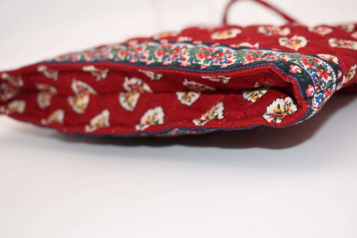 Vintage Vera Bradley Petite Crossbody/ Shoulder Bag in "Red Leaf" Pattern