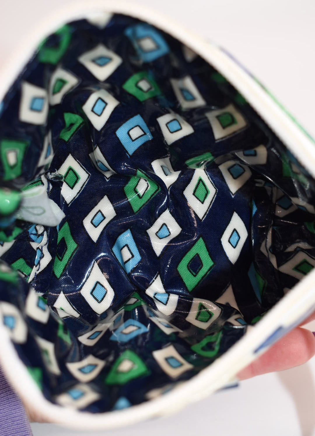 Vera Bradley Waterproof Small Zip Pouch/ Bag in "Mediterranean White" Pattern