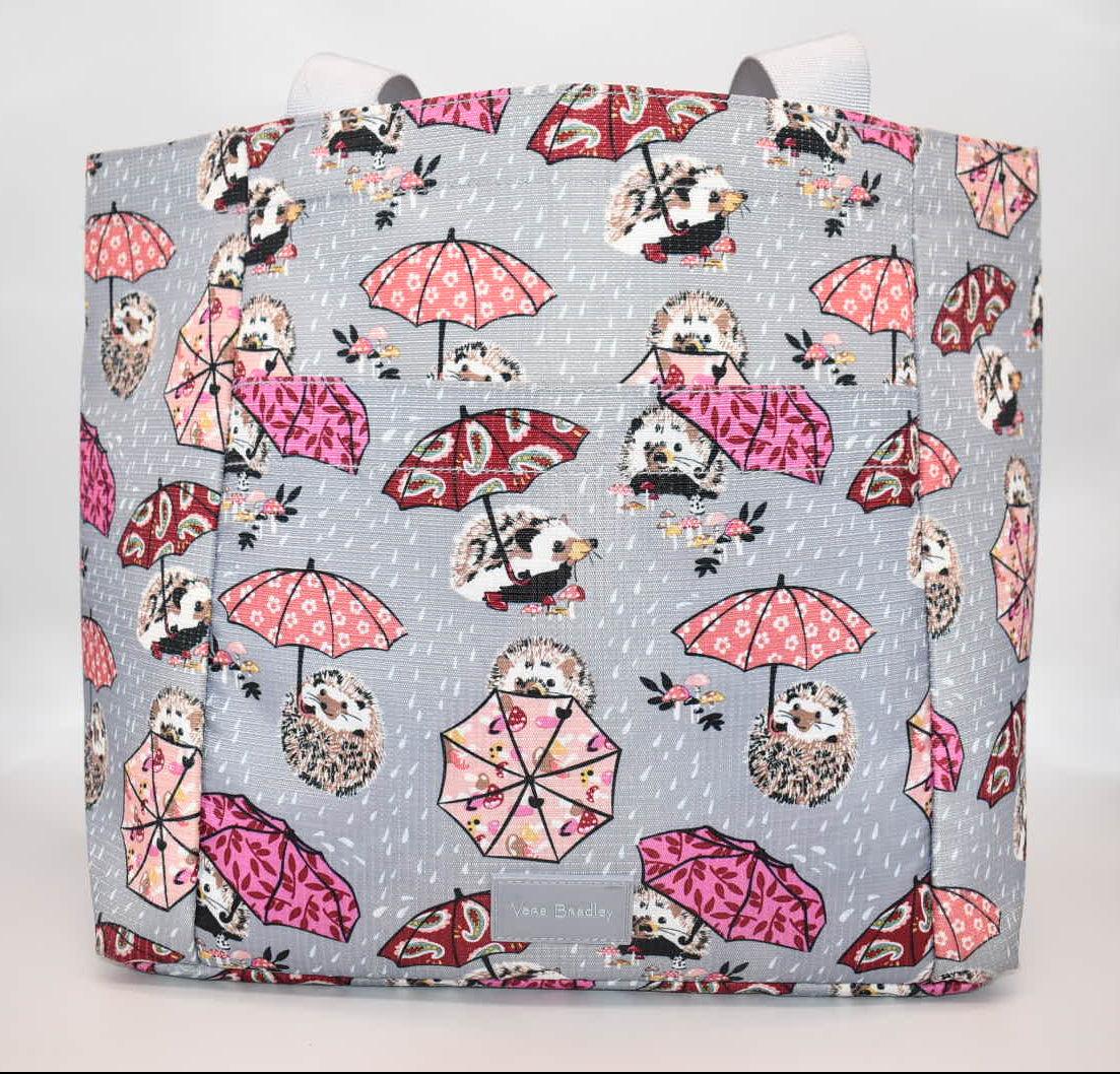 Vera Bradley Medium Family Tote Bag in "It's Raining Hedgehogs" Pattern