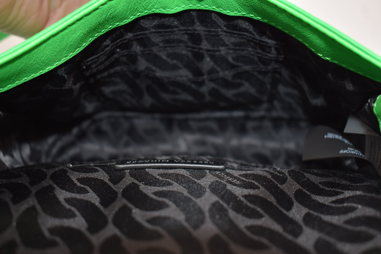 Rebecca Minkoff Chevron Quilted Small Love Crossbody Bag in Neon Green