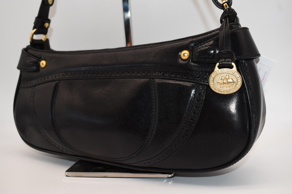 Vintage Brahmin Smooth Leather Convertible Shoulder Bag in Black