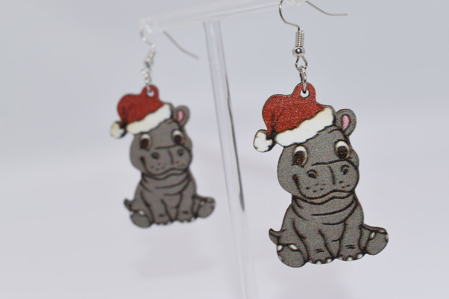 Seasonal Earrings: Hippopotamus for Christmas Drop Earrings