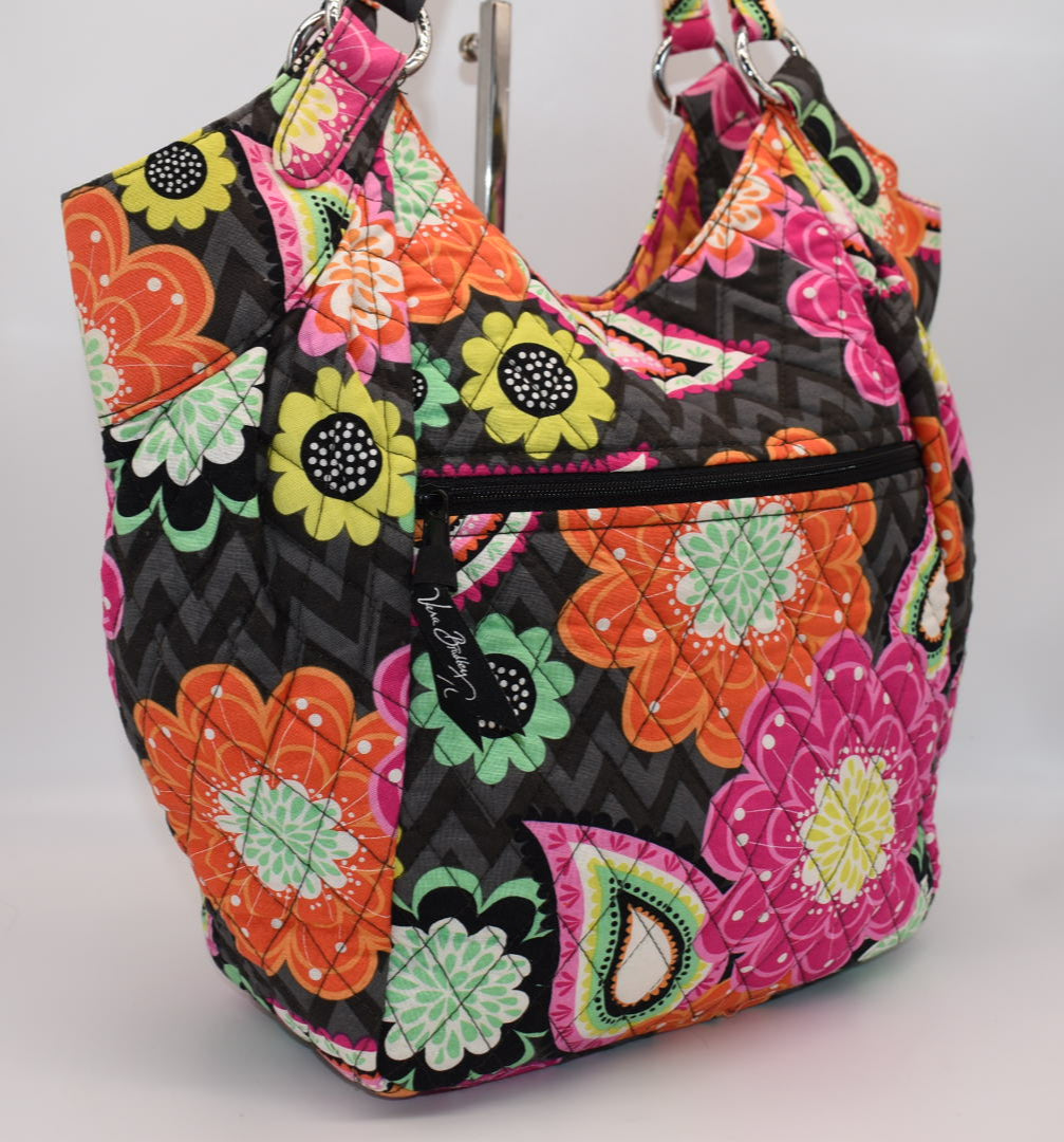 Vera Bradley Large Crescent Shoulder Handbag in "Ziggy Zinnia" Pattern