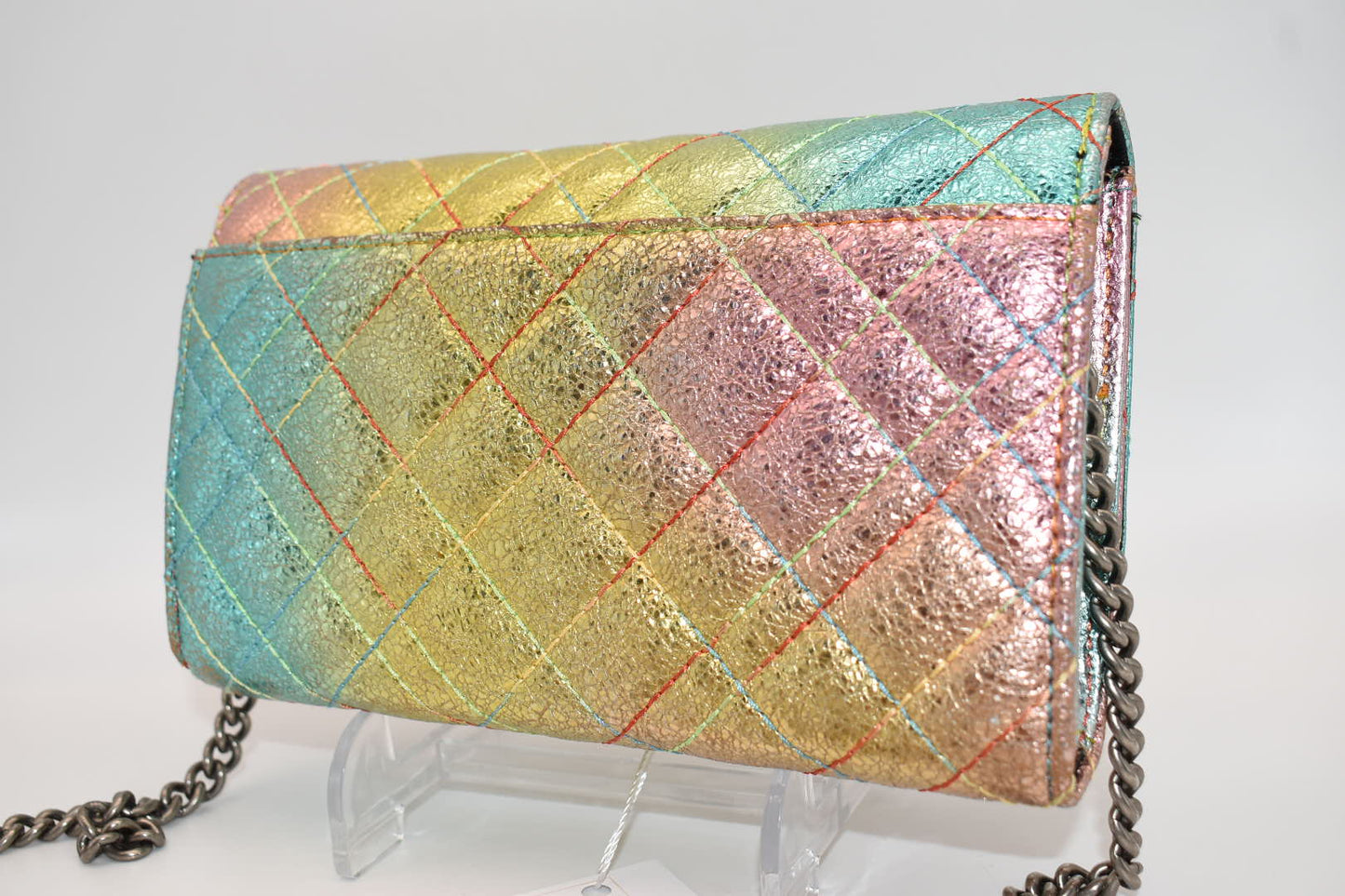Kurt Geiger Brixton Metallic Rainbow Wallet on a Chain