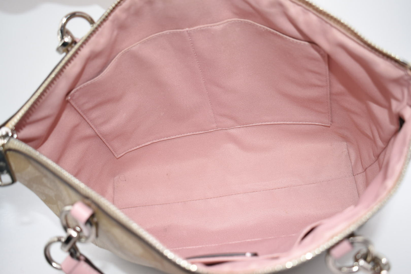 Coach Small Kelsey Satchel Bag in Pink/Tan Monogram