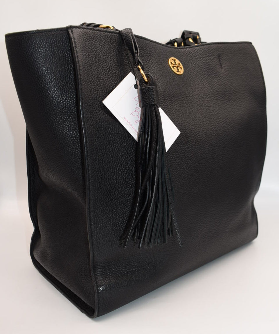 Tory Burch Brooke Tote Bag in Black Leather