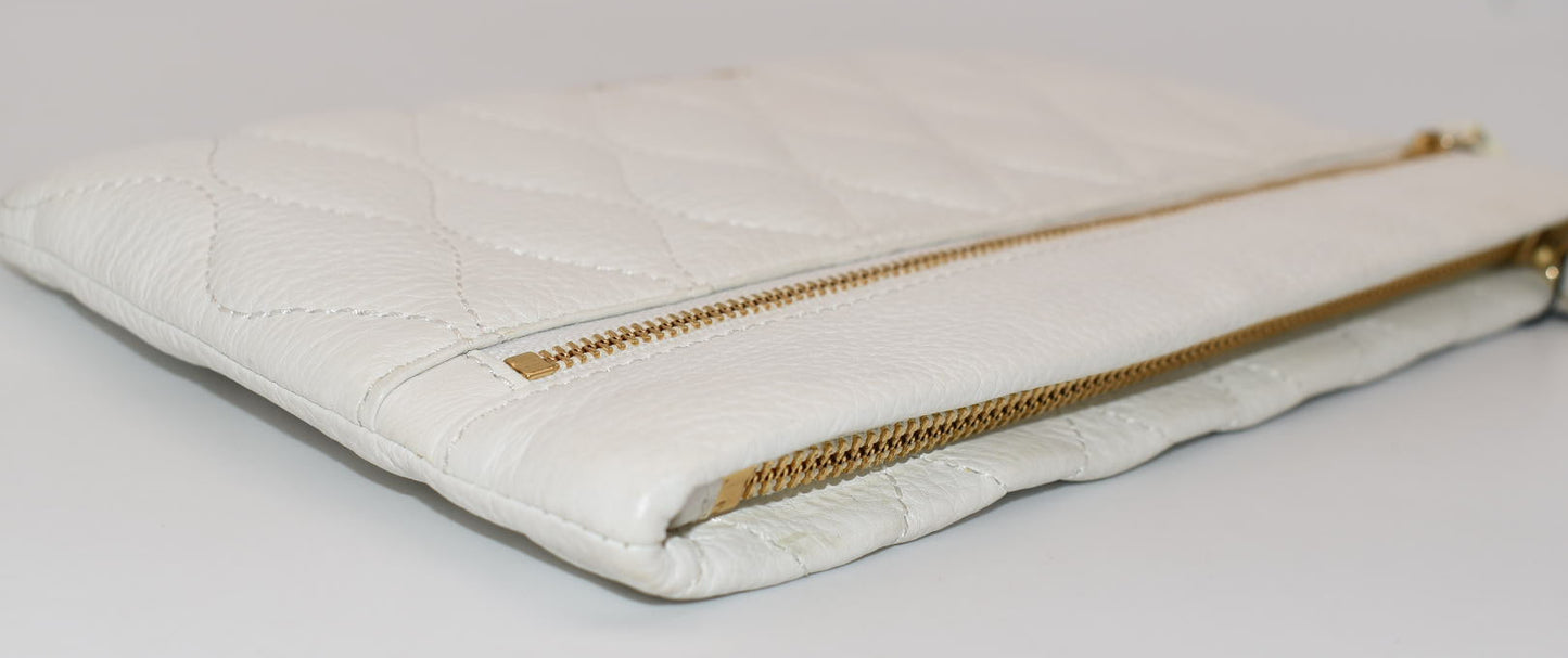 Vera Bradley Quilted Mia Leather Wristlet in White