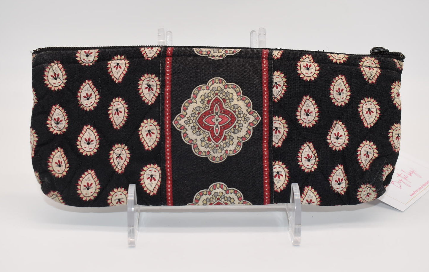 Vera Bradley Brush & Pencil Cosmetic Zip Pouch in "Classic Black" Pattern