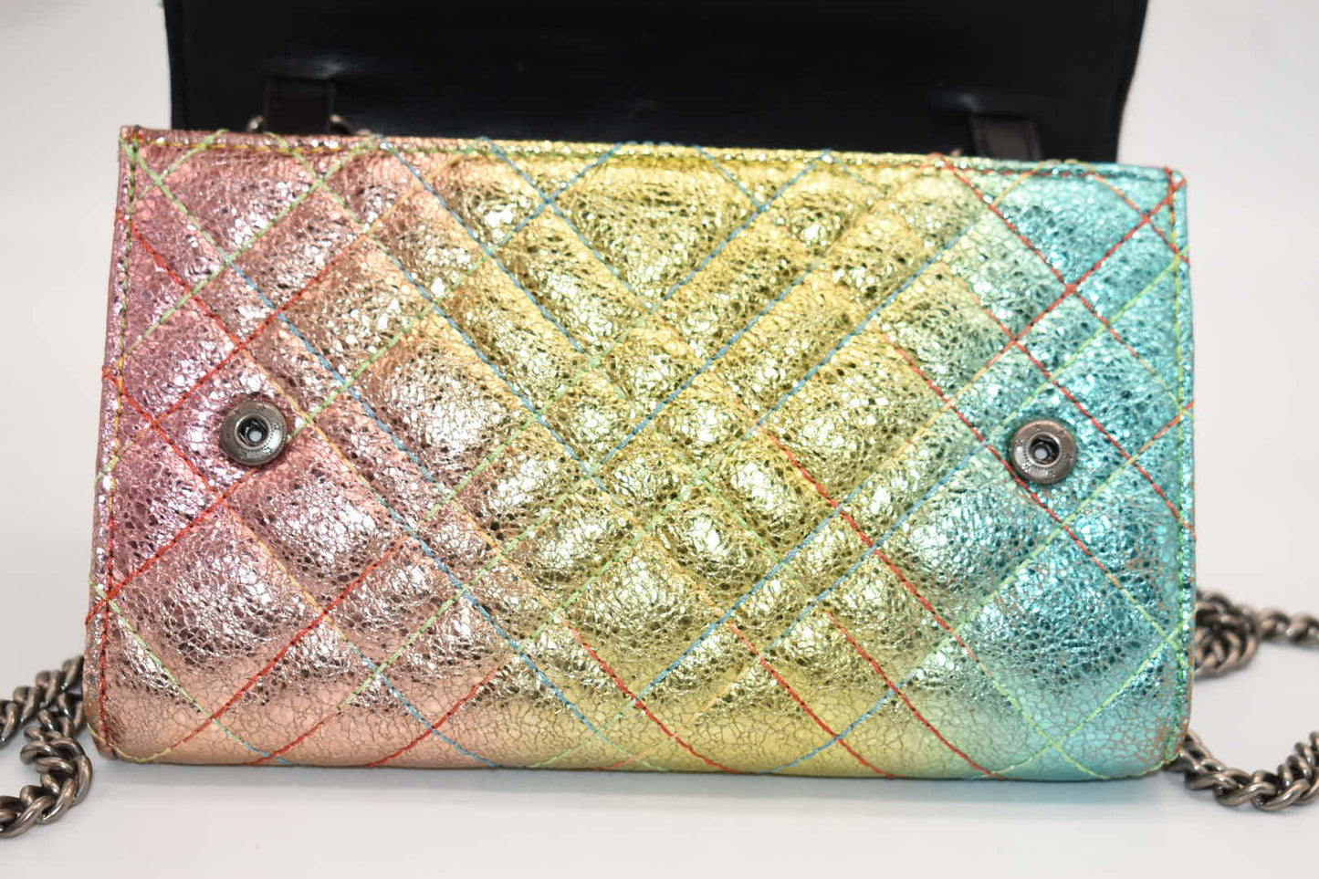 Kurt Geiger Brixton Metallic Rainbow Wallet on a Chain