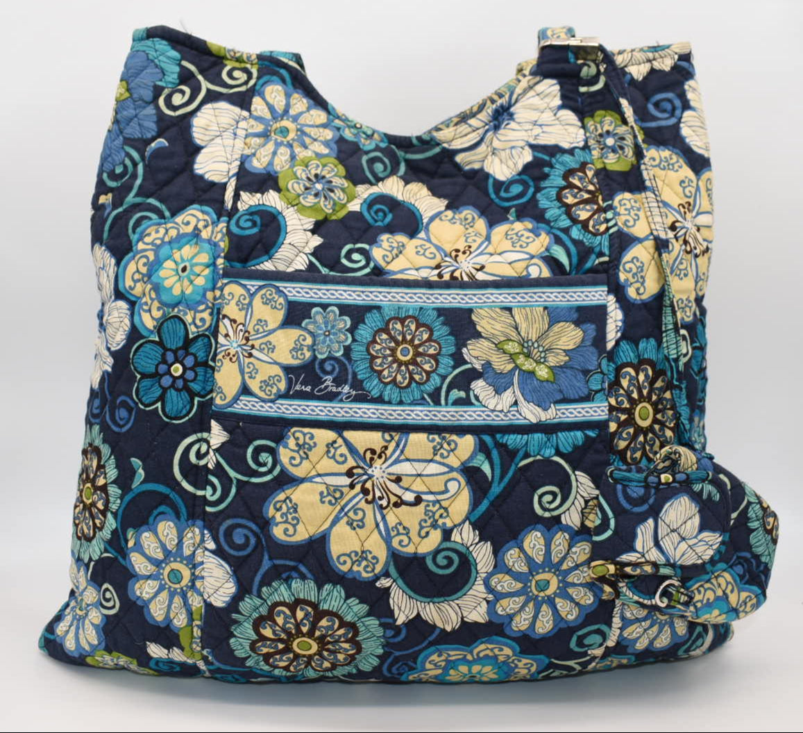 Vera Bradley Large Curvy Tote Bag & Cell Phone Case in "Mod Floral Blue" Pattern