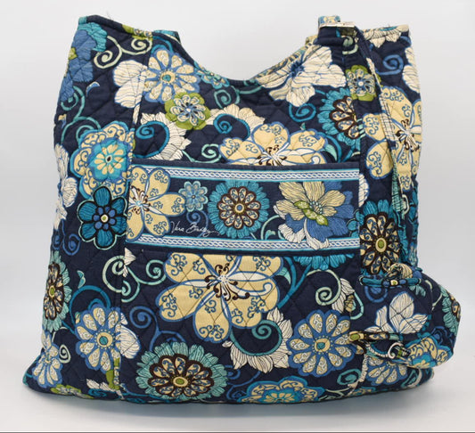Vera Bradley Large Curvy Tote Bag & Cell Phone Case in "Mod Floral Blue" Pattern