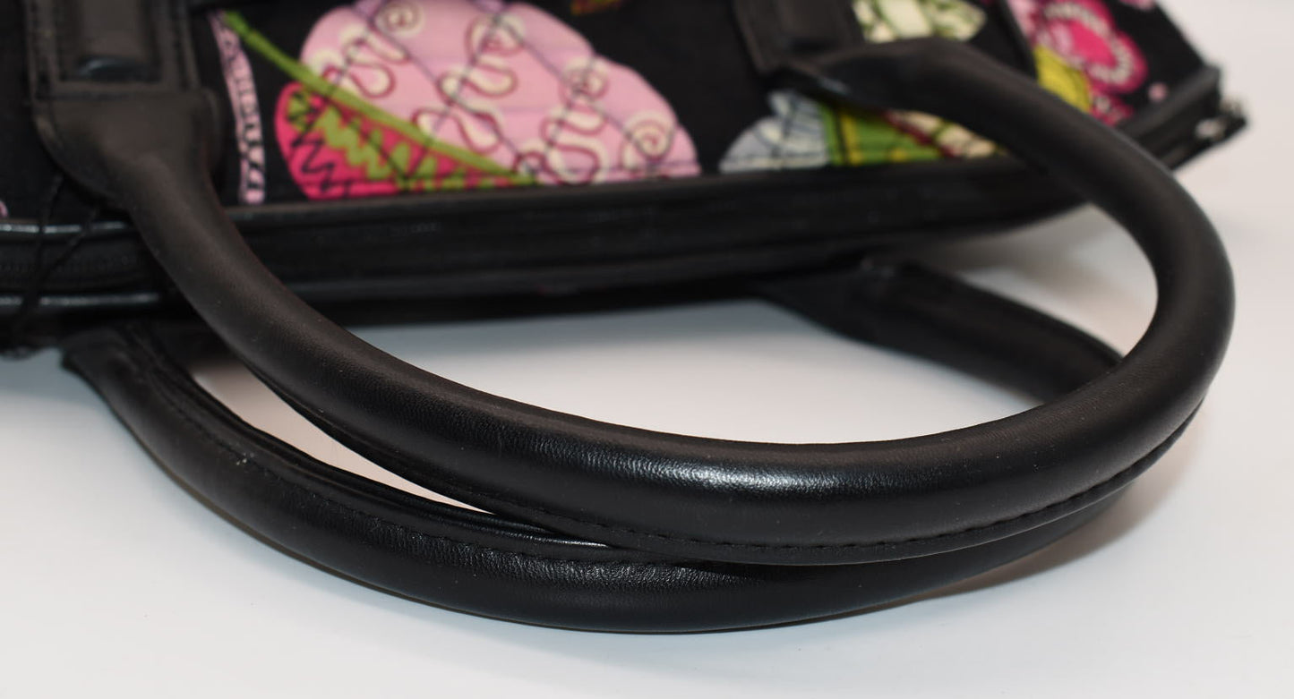 Vera Bradley Trimmed Satchel Bag in "Moon Blooms" Pattern