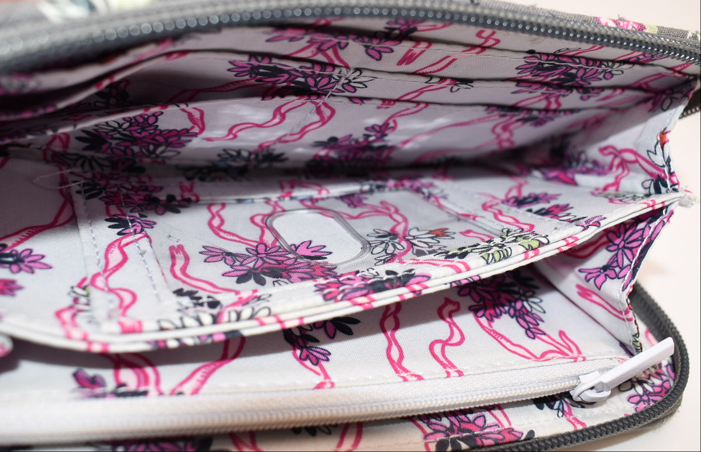 Vera Bradley RFID Accordion Wallet /Wristlet in "Hope Blooms" Pattern