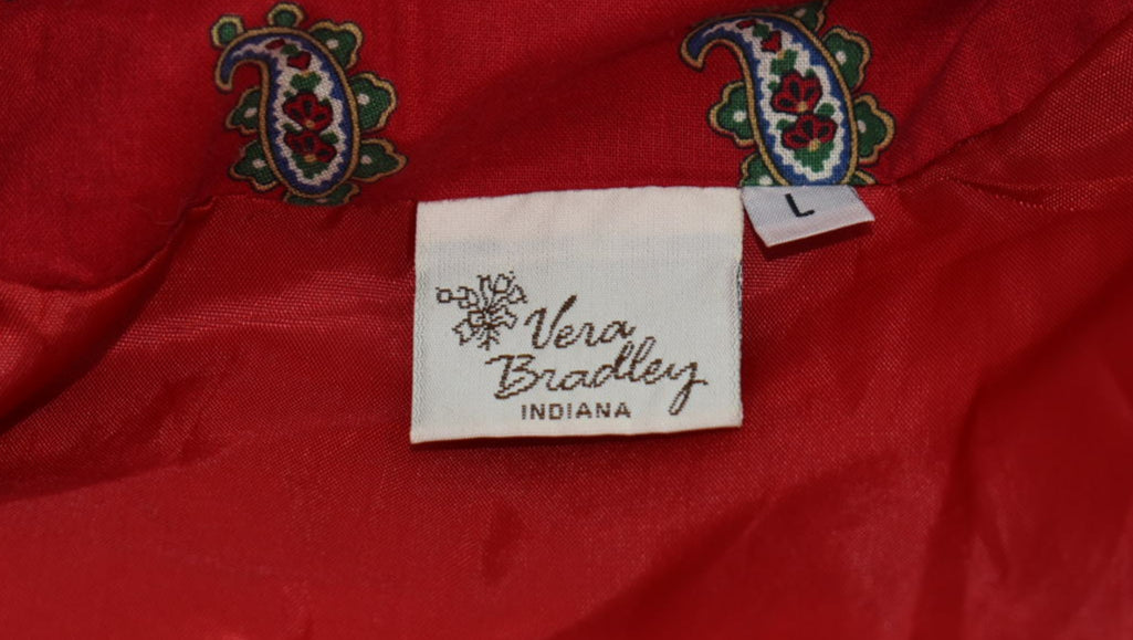 Vintage Vera Bradley Large Quilted Jacket in "Red- Fall 1991" Pattern