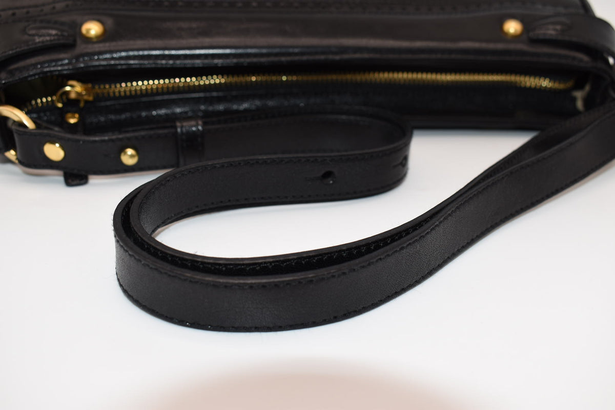 Vintage Brahmin Smooth Leather Convertible Shoulder Bag in Black