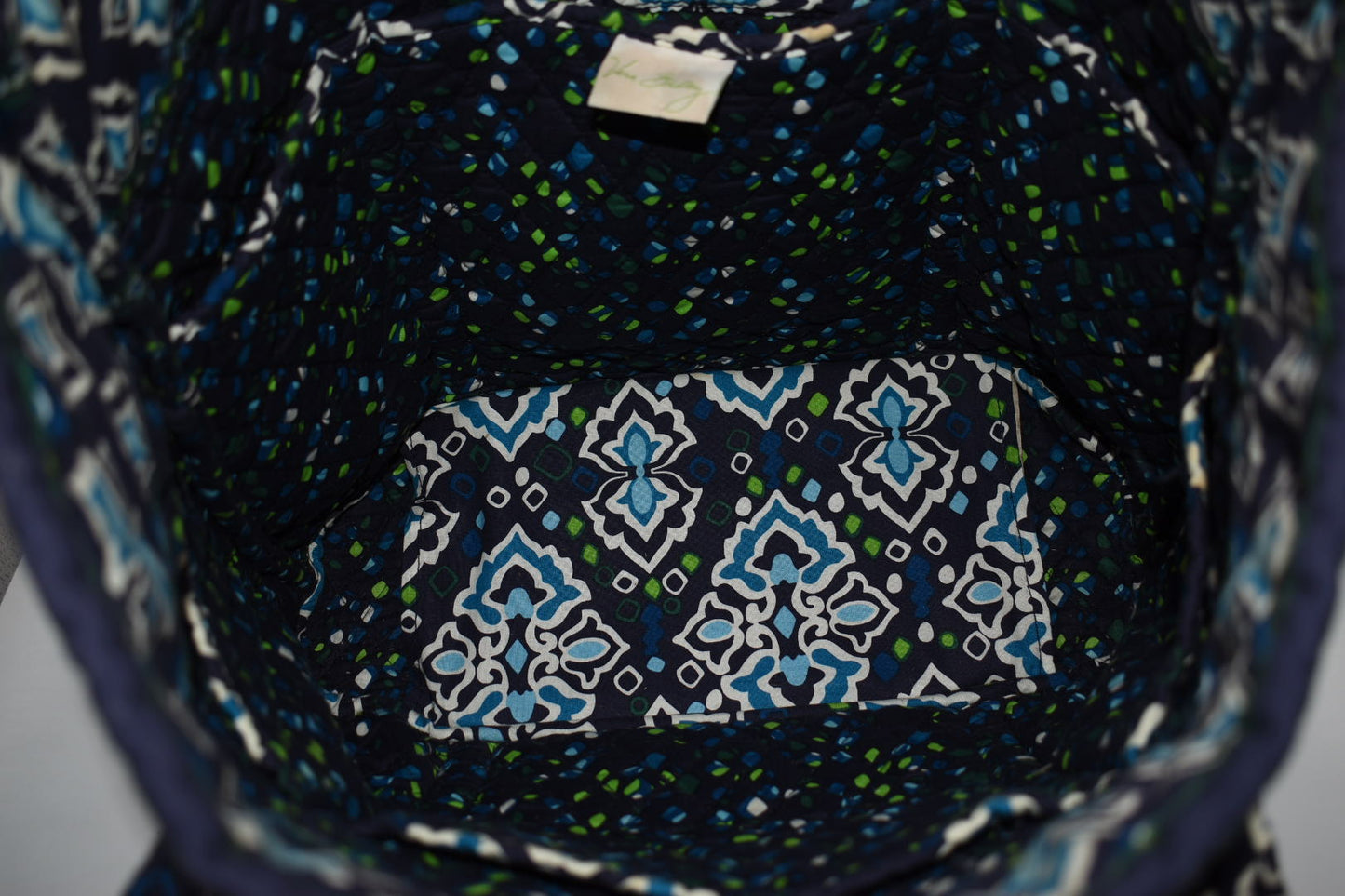 Vera Bradley Large Vera Tote Bag in "Ink Blue" Pattern