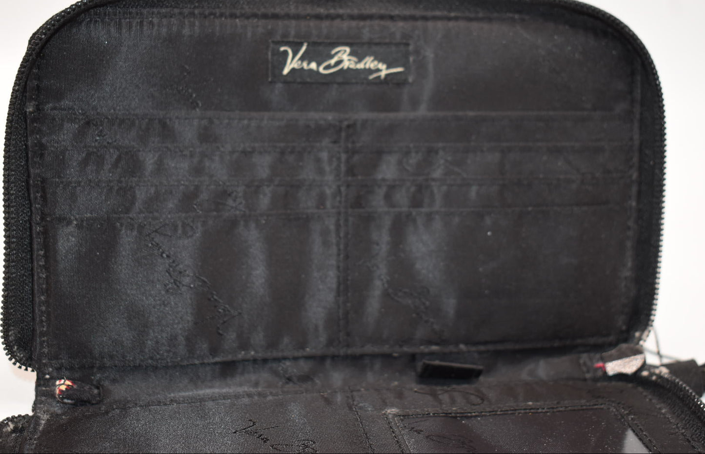 Vera Bradley Zip Around Wallet in "Classic Black " Pattern