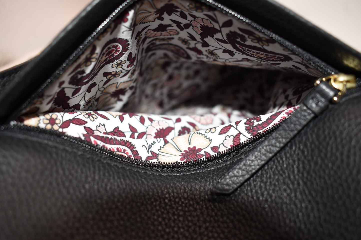Vera Bradley Large Leather Charlie Tote Bag in Black