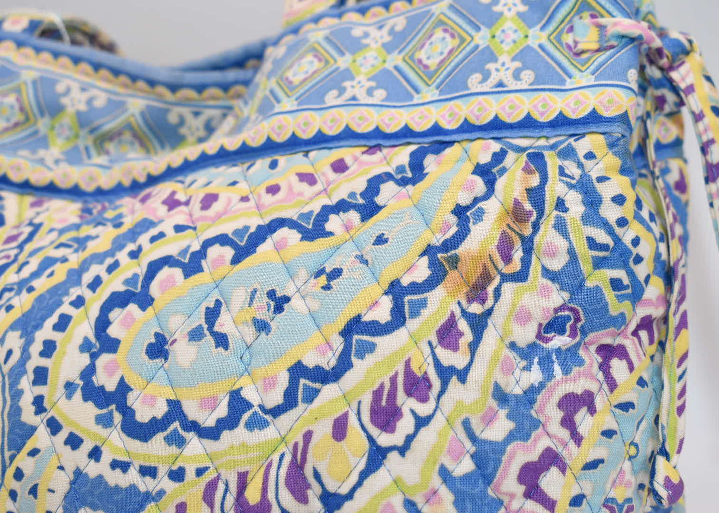 Vera Bradley East/West Tassel Tote Bag in "Capri Blue" Pattern