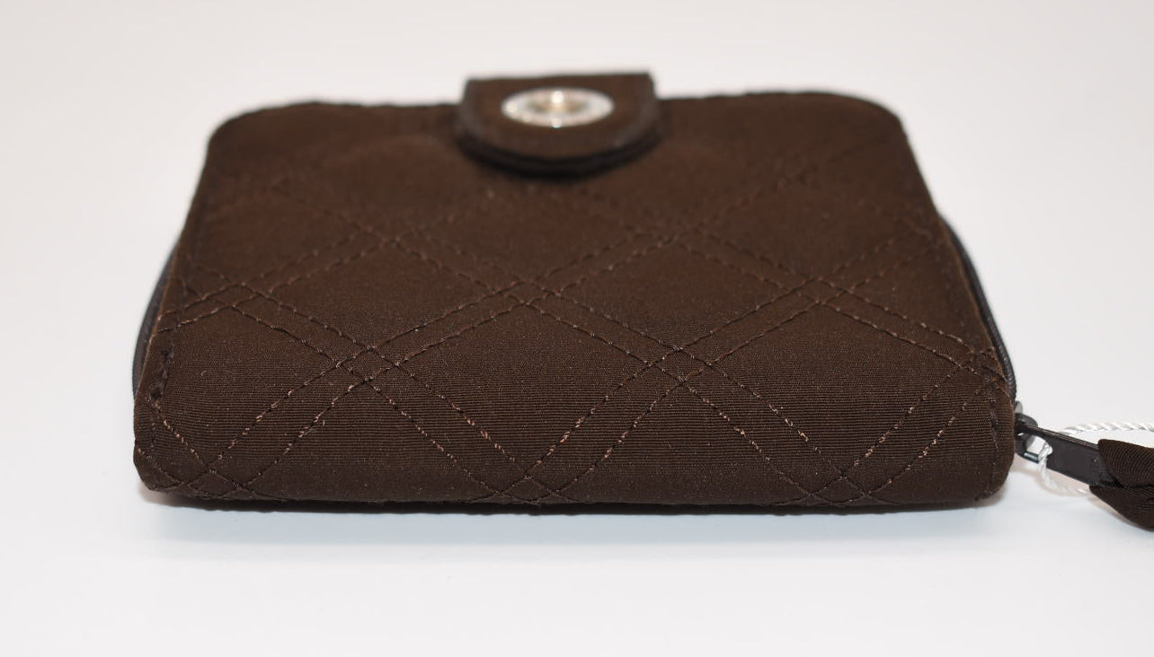 Vera Bradley Microfiber Mini Zip Wallet in Espresso