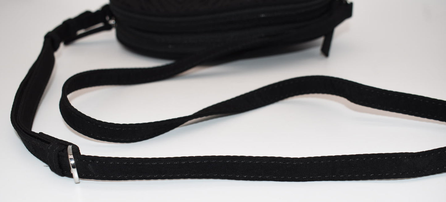 Vera Bradley Oval Crossbody Bag in Classic Black & Zebra Flock