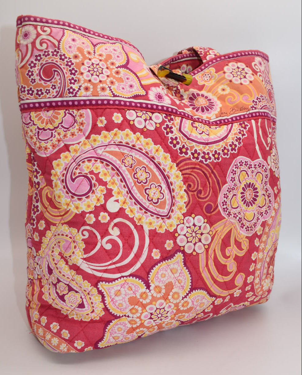 Vera Bradley Quilted Cotton Tote Bag in "Raspberry Fizz" Pattern