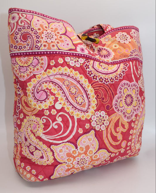 Vera Bradley Quilted Cotton Tote Bag in "Raspberry Fizz" Pattern