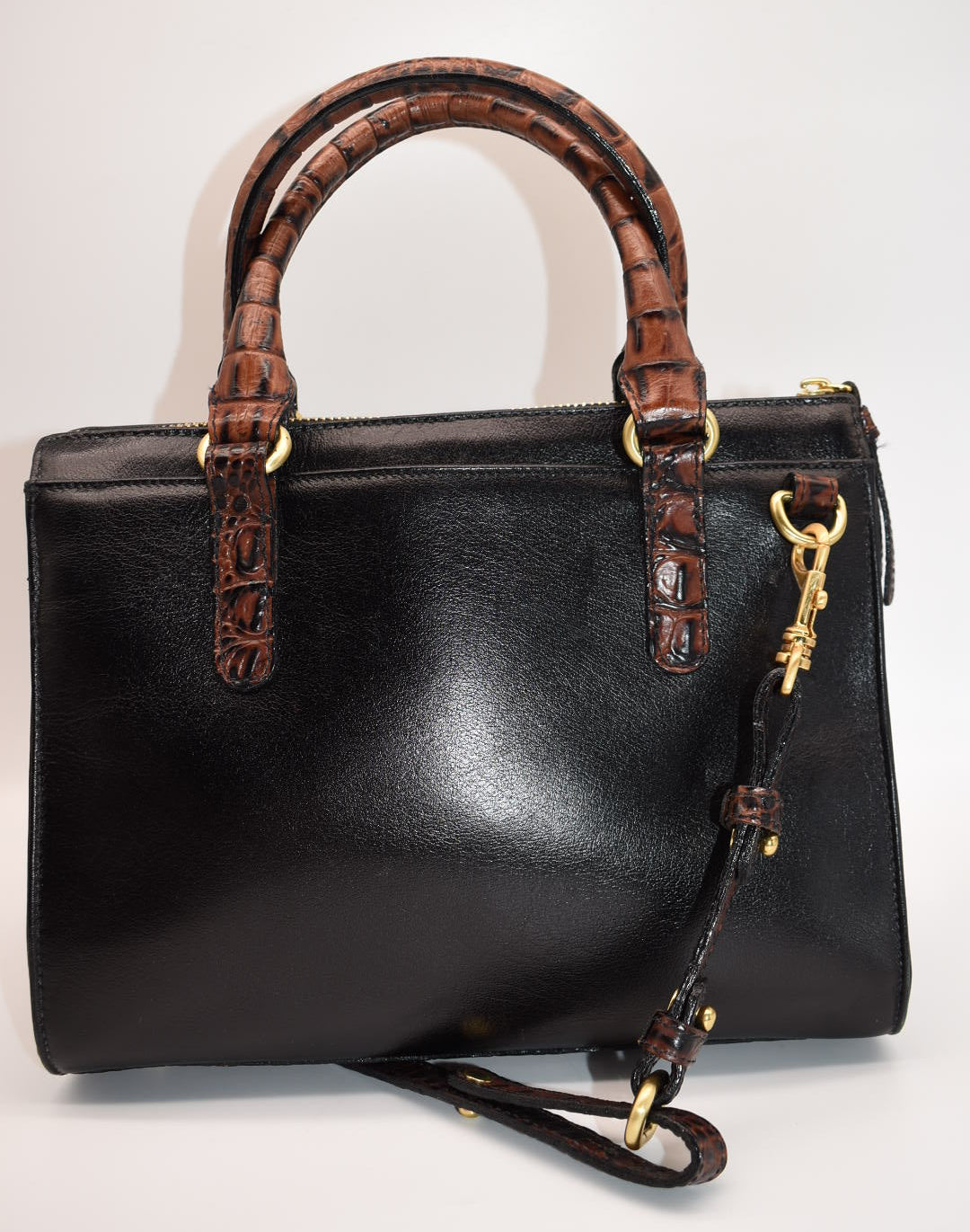 Brahmin Anywhere Convertible Leather Satchel Bag Tuscan Black